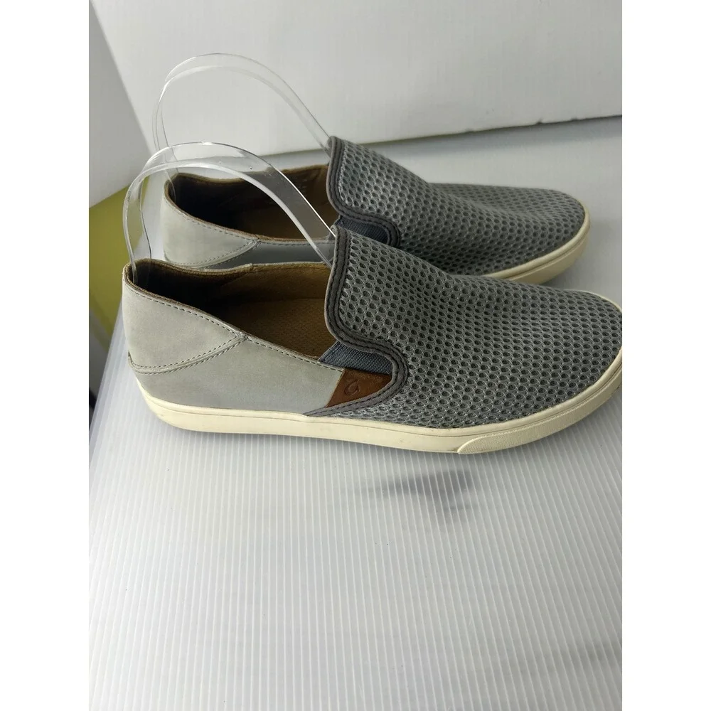 Olukai Womens Pehuea Mesh Slip On Sneakers Grey Casual Shoes Size 9